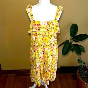 Lauren Contad Milkmaid Sundress Yellow Floral XXL